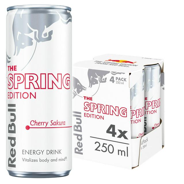 Red Bull 4 x 250ml Cherry Energy Drink, Spring Edition