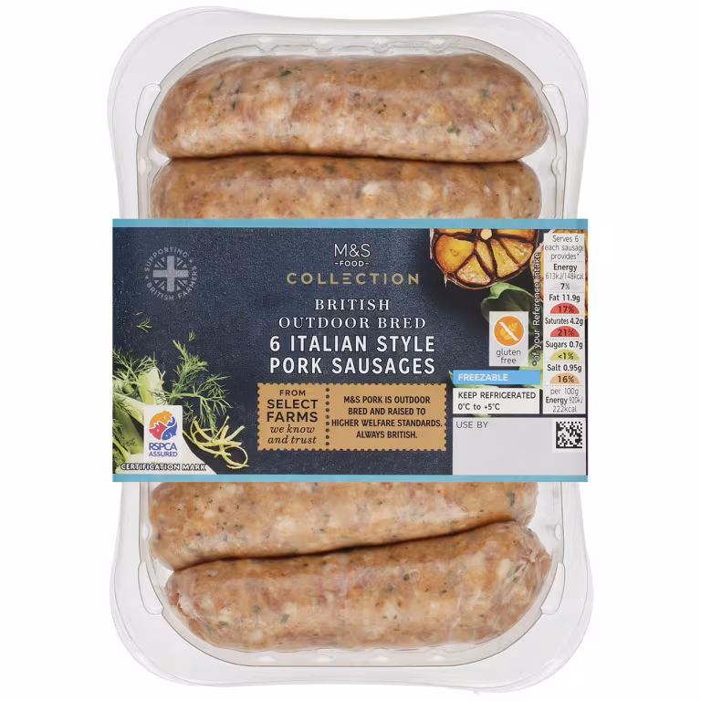 M&S Collection British Outdoor Bred 6 Italian Style Pork Sausages