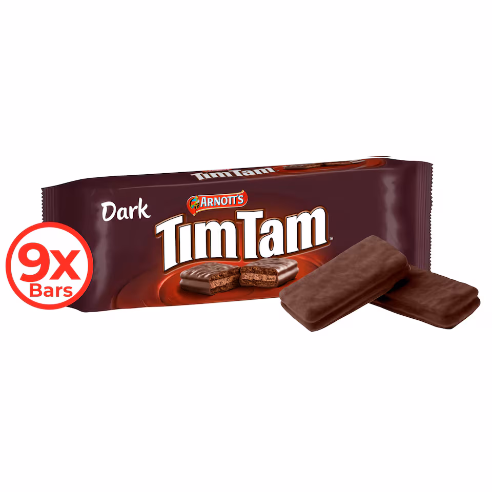 Tim Tam Dark Chocolatey Biscuit Bars 9 Pieces 163g