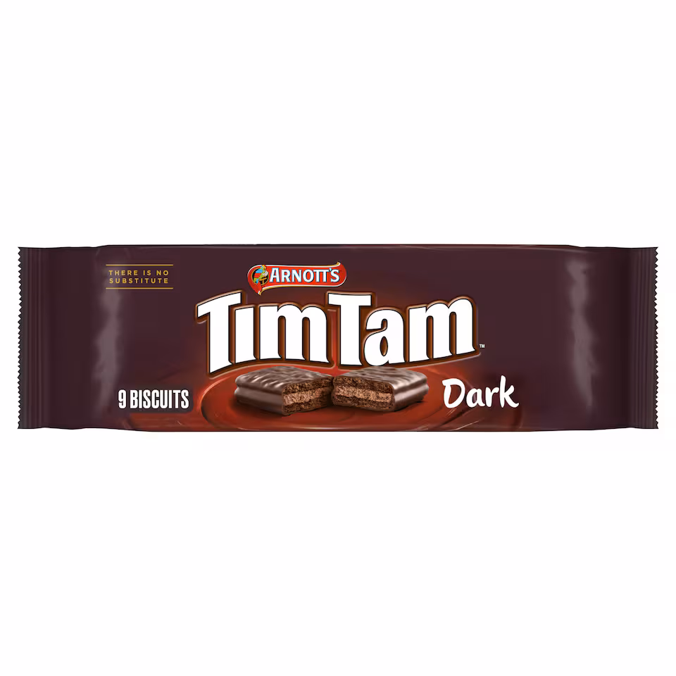 Tim Tam Dark Chocolatey Biscuit Bars 9 Pieces 163g