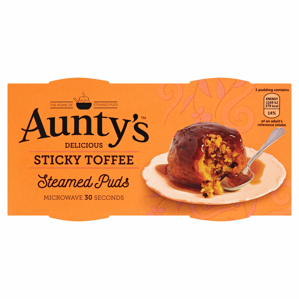 Auntys Sticky Toffee Steamed Puddings 2 X 95G