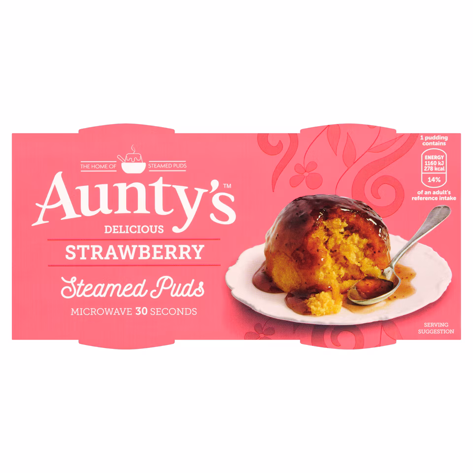 Auntys Strawberry Steamed Puddings 2X95g
