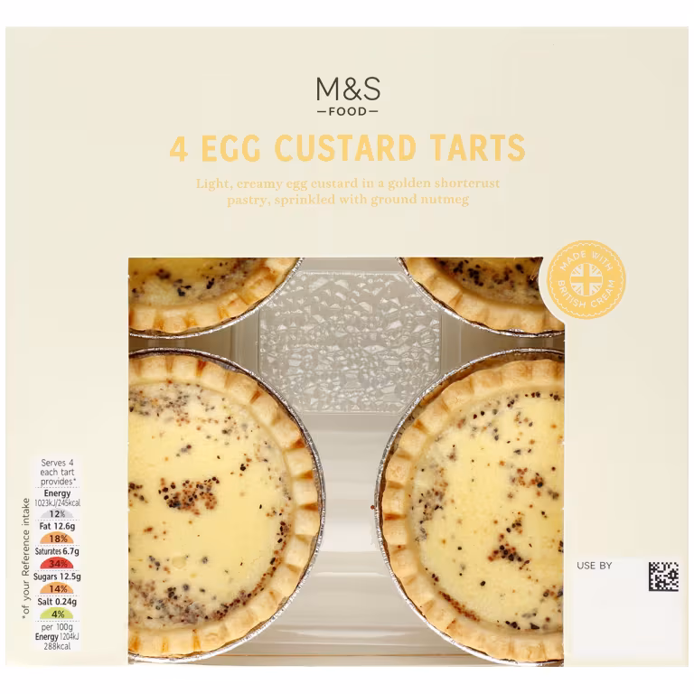 M&S 4 Egg Custard Tarts