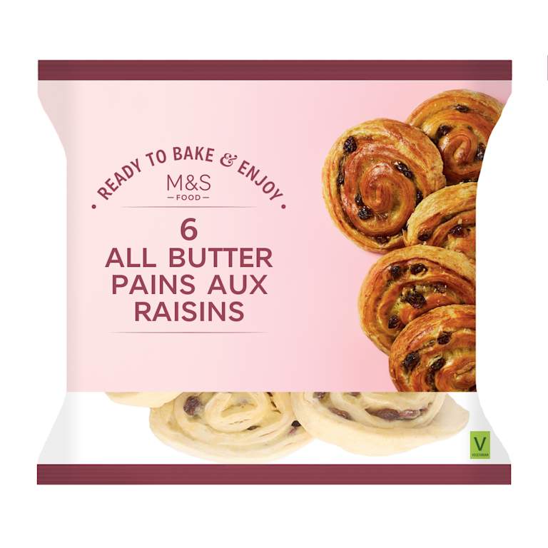 M&S 6 All Butter Pains Aux Raisins Ready to Bake and Enjoy