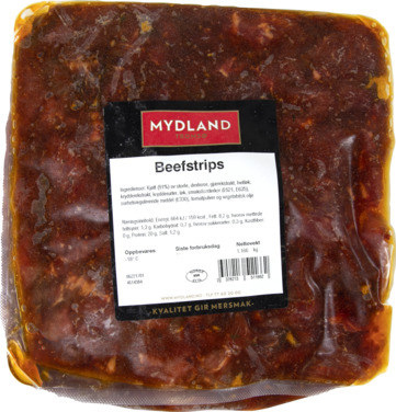 Storfe Biffsnadder Marinert 1kg X 10stk Frys Mydland
