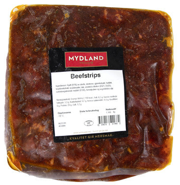 Storfe Biffsnadder Marinert 1kg X 10stk Frys Mydland