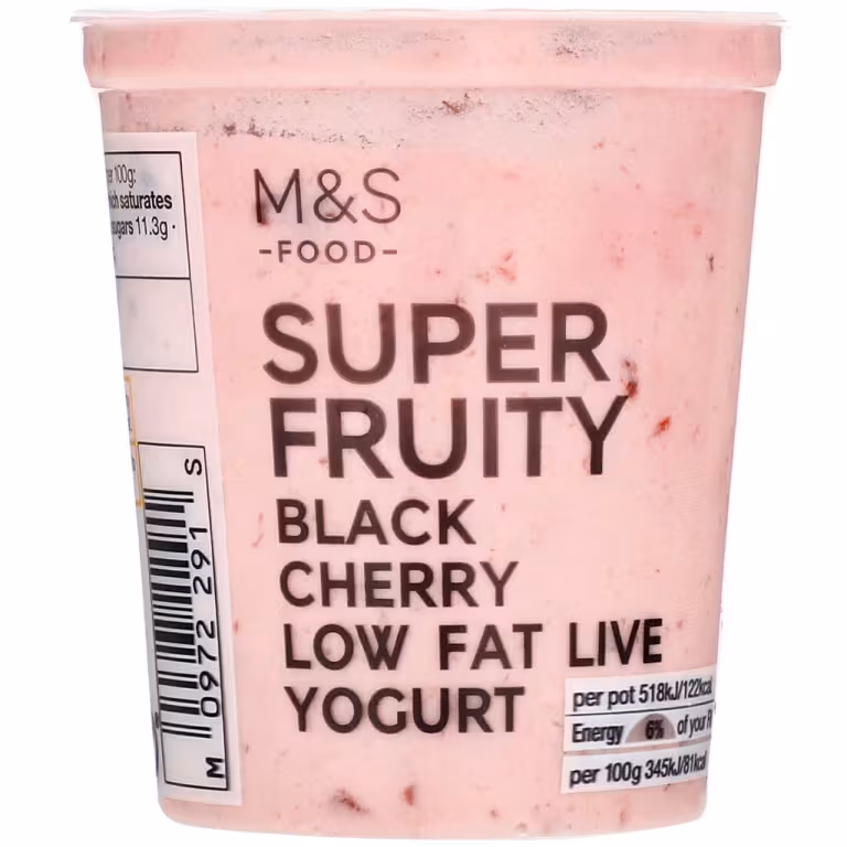 M&S Super Fruity Black Cherry Low Fat Live Yogurt