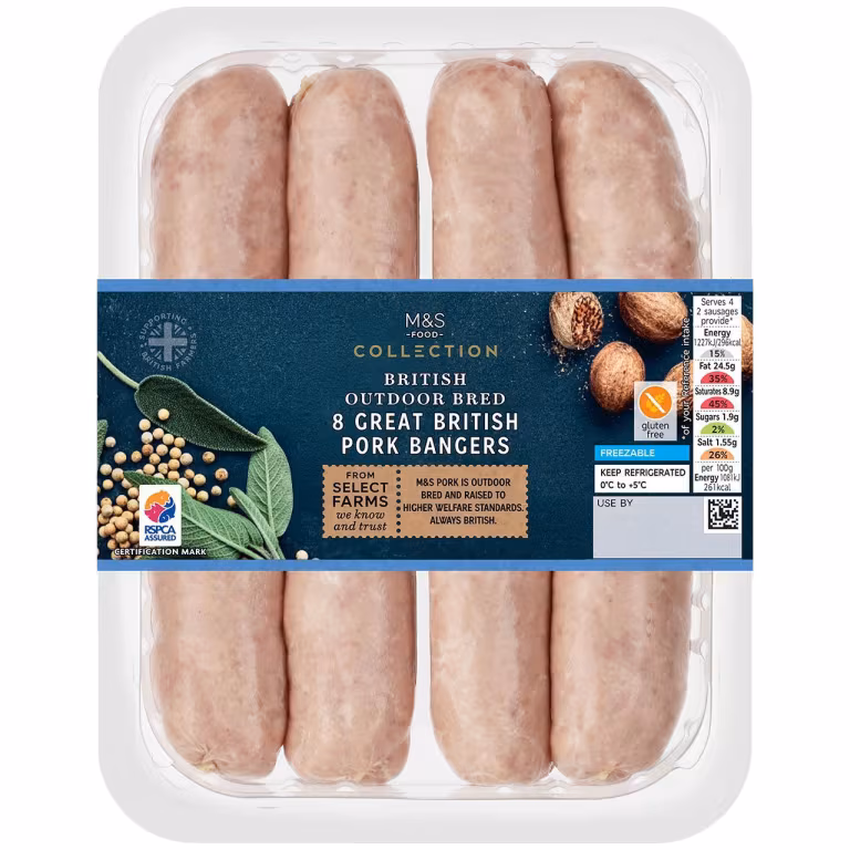 M&S Outdoor Bred 8 Great British Pork Bangers